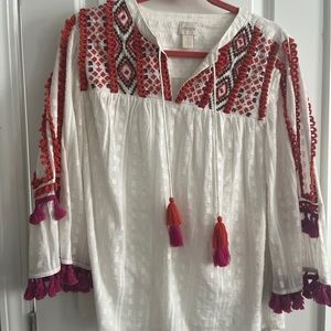 Embroidered boho 3/4 top